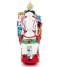 MacKenzie-Childs Holiday Collection Rocking Horse with Gifts Glass Ornament