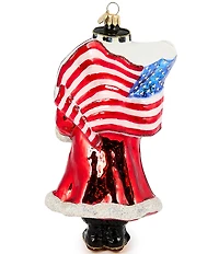 MacKenzie-Childs Holiday Collection Santa with Flag Glass Ornament