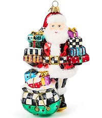 MacKenzie-Childs Holiday Collection Santa with Gifts Glass Ornament