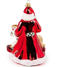 MacKenzie-Childs Holiday Collection Santa with Rocking Horse Glass Ornament