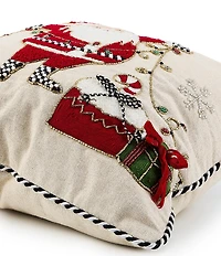 MacKenzie-Childs Santa with Tree Lights Throw Square Pillow