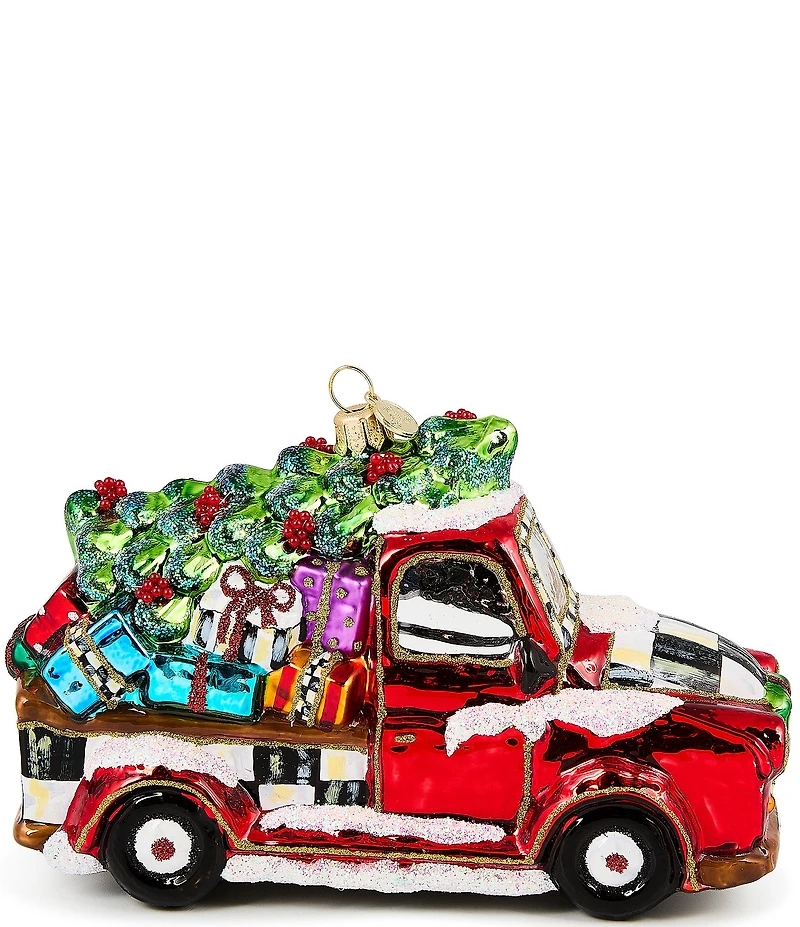 MacKenzie-Childs Holiday Collection Santa's Hitting the Road Glass Ornament