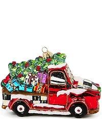 MacKenzie-Childs Holiday Collection Santa's Hitting the Road Glass Ornament