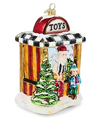 MacKenzie-Childs Holiday Collection Santa's Toy Store Glass Ornament