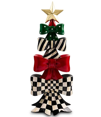 MacKenzie-Childs Holiday Collection Stacked Bow Tree Figurine