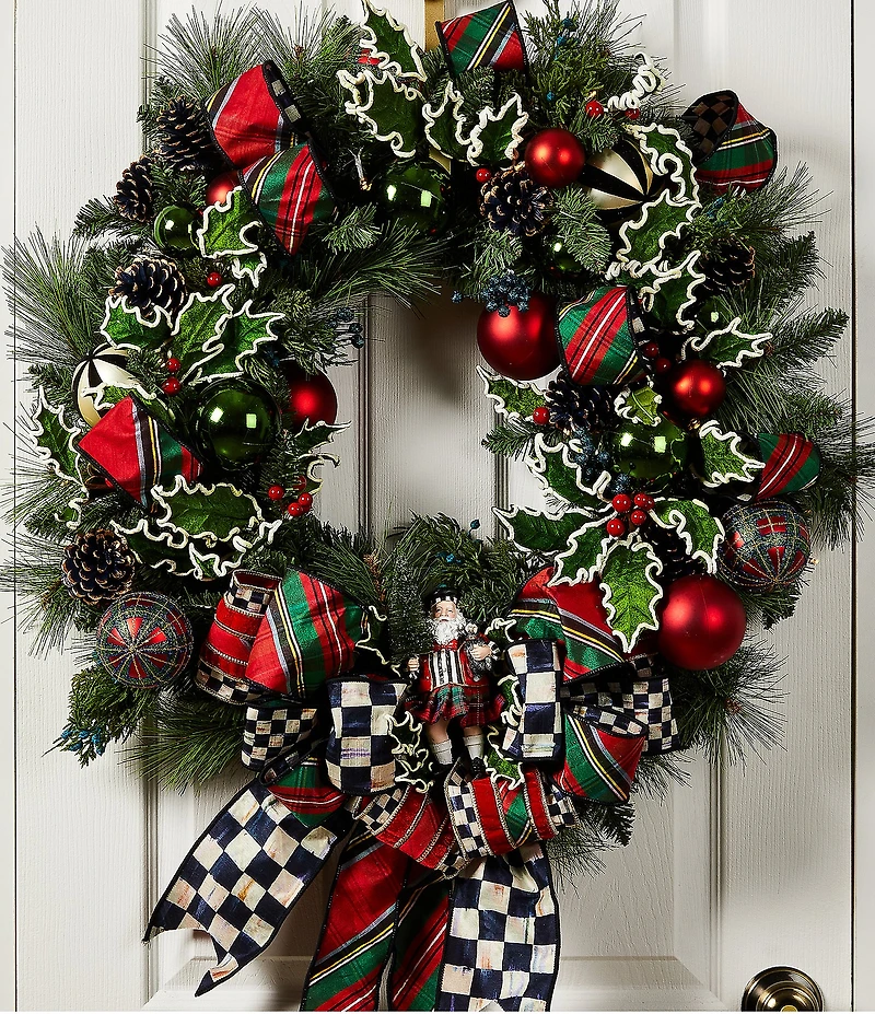 MacKenzie-Childs Holiday Collection Tartastic Illuminated Wreath