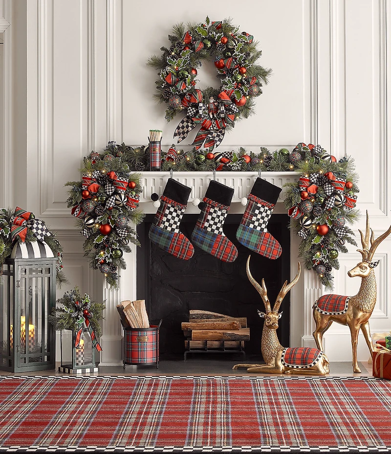 MacKenzie-Childs Holiday Collection Tartastic Illuminated Wreath
