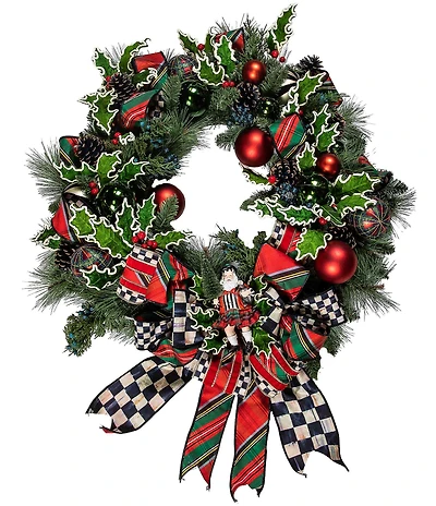 MacKenzie-Childs Holiday Collection Tartastic Illuminated Wreath
