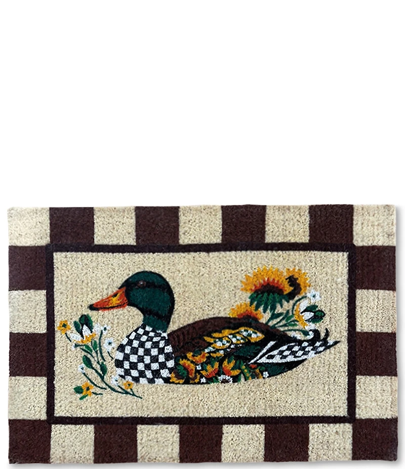 MacKenzie-Childs Mallard Duck Check Pattern Coir Door Mat
