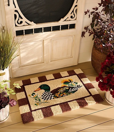 MacKenzie-Childs Mallard Duck Check Pattern Coir Door Mat