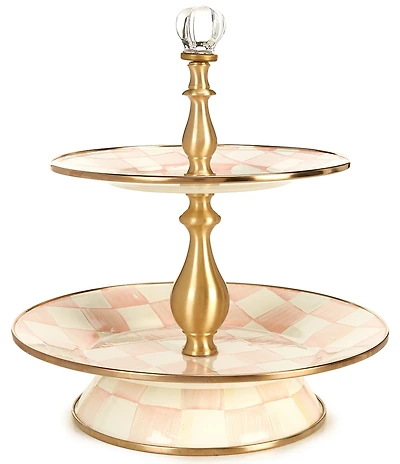 MacKenzie-Childs Check Enamel Two Tier Sweet Stand