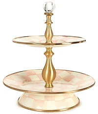 MacKenzie-Childs Check Enamel Two Tier Sweet Stand
