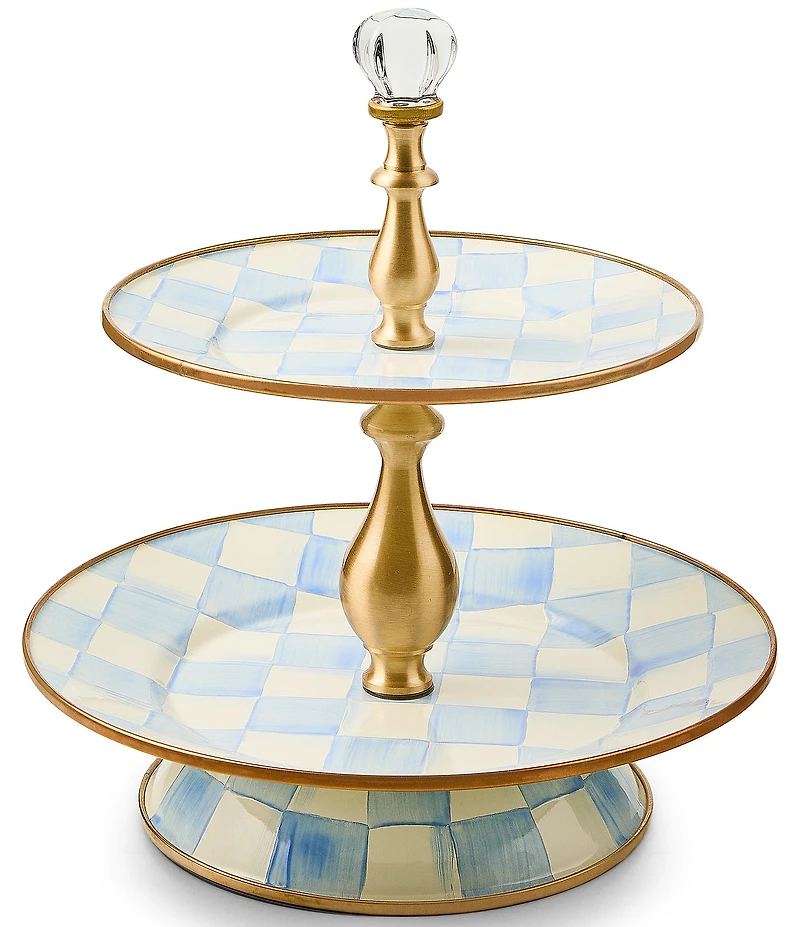 MacKenzie-Childs Check Enamel Two Tier Sweet Stand