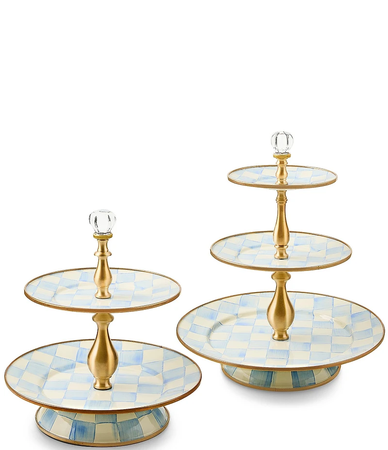 MacKenzie-Childs Check Enamel Two Tier Sweet Stand
