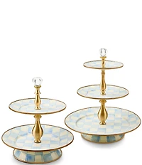 MacKenzie-Childs Check Enamel Two Tier Sweet Stand