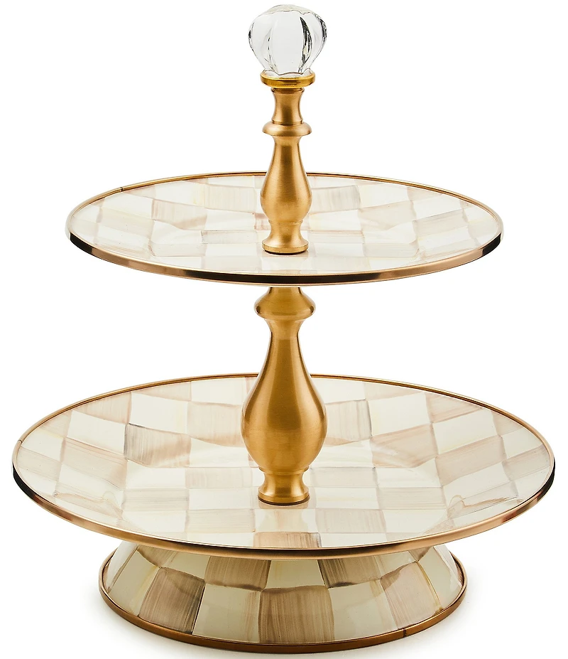 MacKenzie-Childs Check Enamel Two Tier Sweet Stand