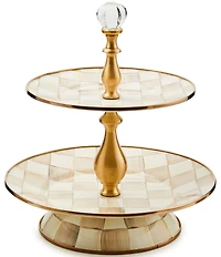 MacKenzie-Childs Check Enamel Two Tier Sweet Stand