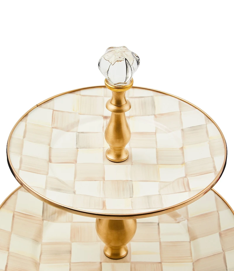 MacKenzie-Childs Check Enamel Two Tier Sweet Stand