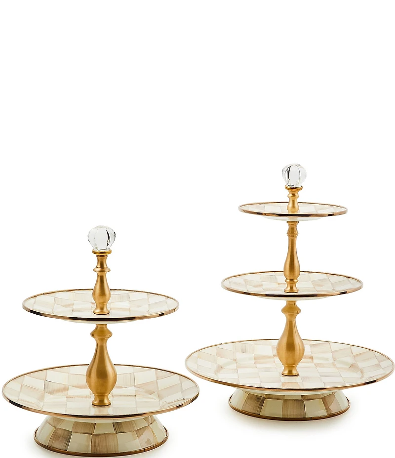MacKenzie-Childs Check Enamel Two Tier Sweet Stand
