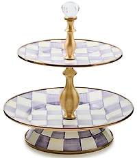 MacKenzie-Childs Check Enamel Two Tier Sweet Stand