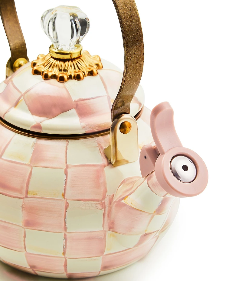 MacKenzie-Childs Check Enamel Whistling Tea Kettle, 2 Qt.