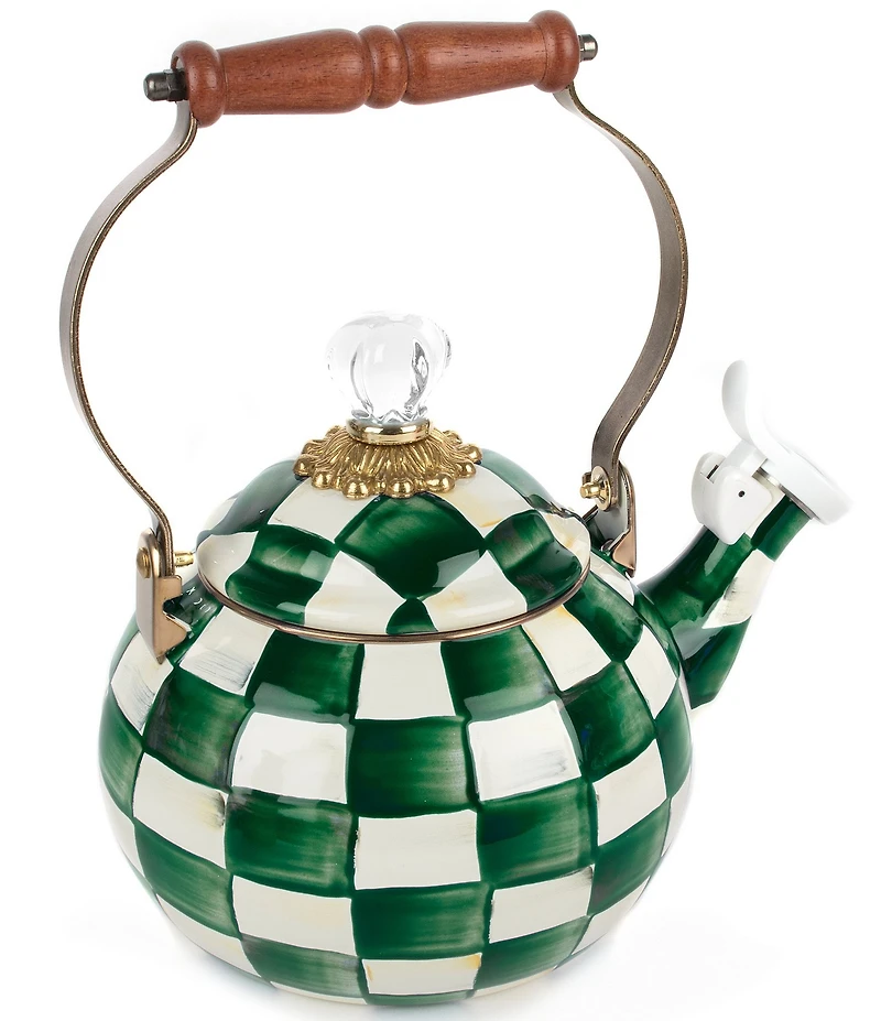 MacKenzie-Childs Check Enamel Whistling Tea Kettle, 2 Qt.