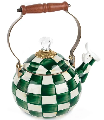 MacKenzie-Childs Check Enamel Whistling Tea Kettle, 2 Qt.