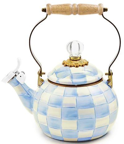 MacKenzie-Childs Check Enamel Whistling Tea Kettle, 2 Qt.