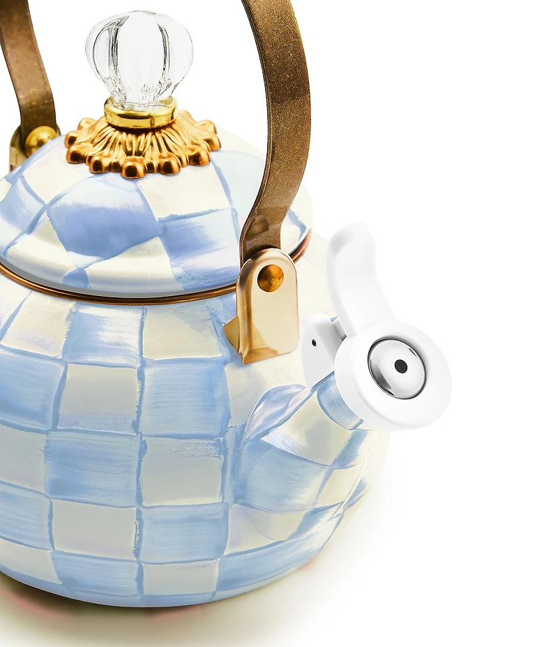 MacKenzie-Childs Check Enamel Whistling Tea Kettle, 2 Qt.