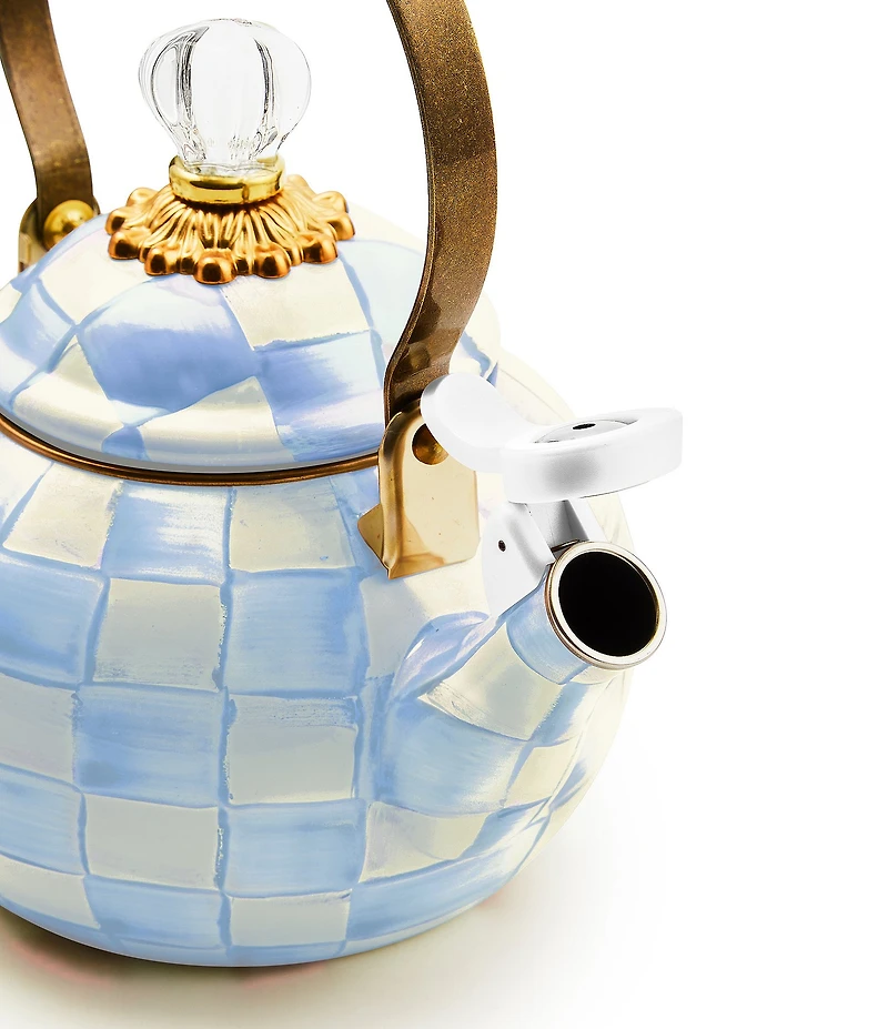 MacKenzie-Childs Check Enamel Whistling Tea Kettle, 2 Qt.