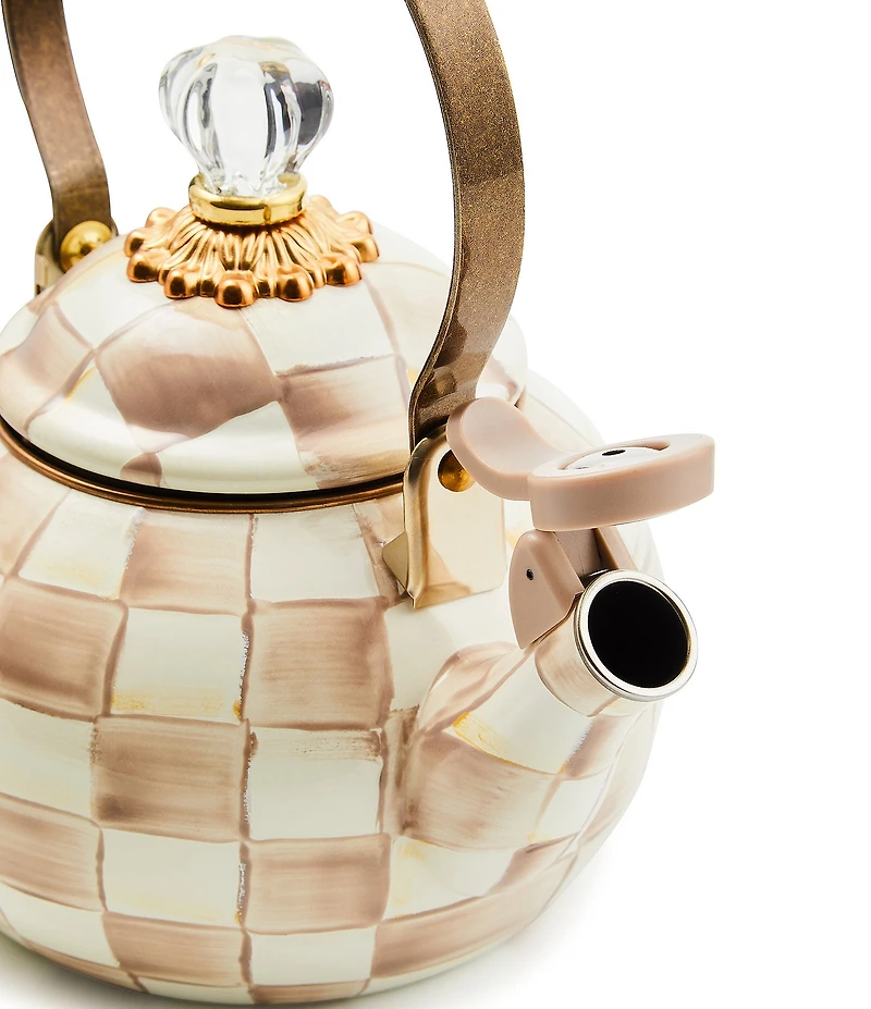 MacKenzie-Childs Check Enamel Whistling Tea Kettle, 2 Qt.