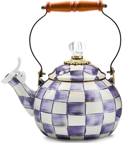 MacKenzie-Childs Check Enamel Whistling Tea Kettle, 2 Qt.
