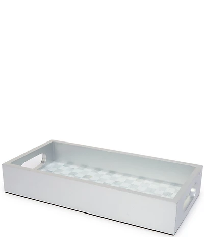 MacKenzie-Childs Mocha Check Glass Vanity Tray