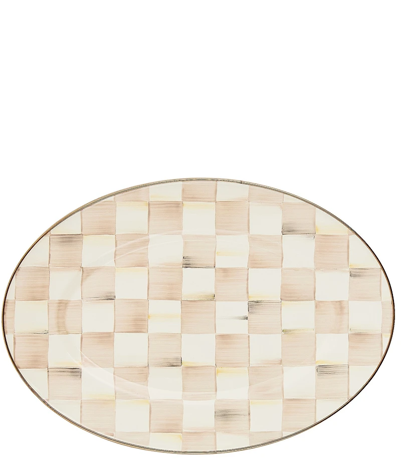 MacKenzie-Childs Mocha Check Small Oval Platter