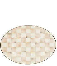 MacKenzie-Childs Mocha Check Small Oval Platter