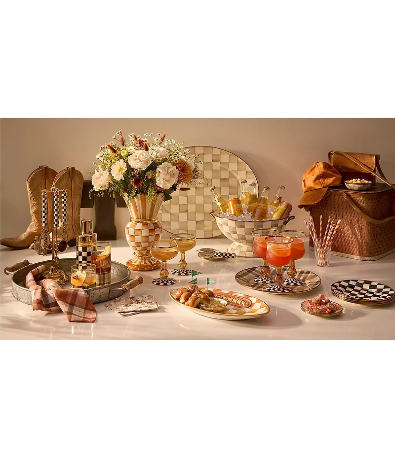 MacKenzie-Childs Mocha Check Small Oval Platter