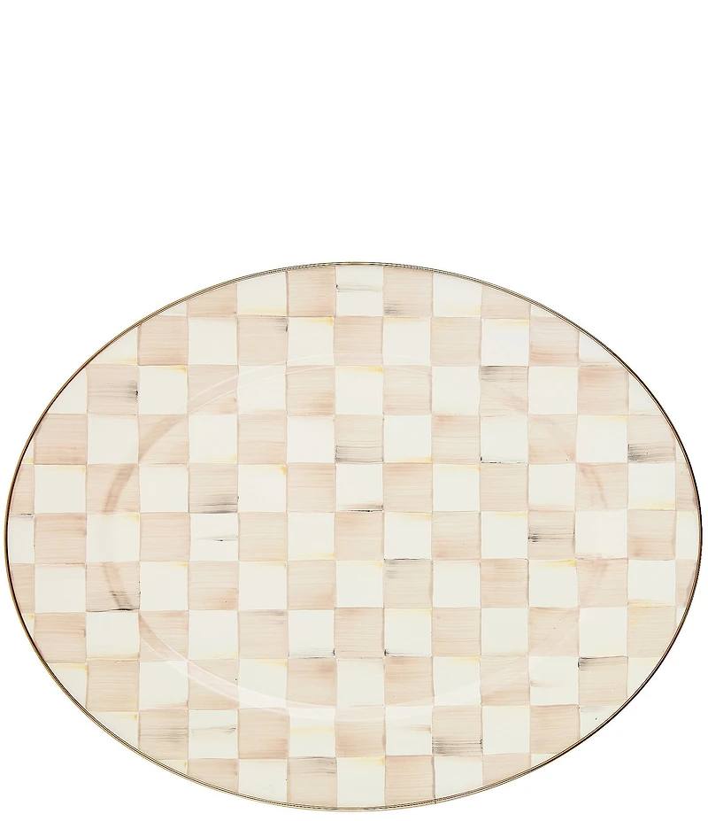 MacKenzie-Childs Mocha Check Small Oval Platter