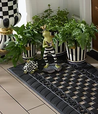 MacKenzie-Childs Outdoor Collection Stripe Scalloped Edge Pots & Saucers, Set of 3