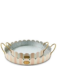 MacKenzie-Childs Outdoor Collection Stripe Scalloped Serving Trays, Set of 2