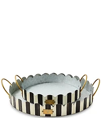 MacKenzie-Childs Outdoor Collection Stripe Scalloped Serving Trays, Set of 2