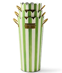 MacKenzie-Childs Outdoor Collection Stripe Scalloped Edge Flower Buckets, Set of 3