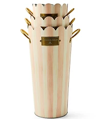 MacKenzie-Childs Outdoor Collection Stripe Scalloped Edge Flower Buckets, Set of 3