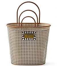 MacKenzie-Childs Outdoor Garden Collection Cane Baskets with Handle, Set of 3