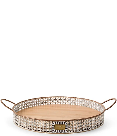 MacKenzie-Childs Outdoor Garden Collection Cane Serving Tray with Handles