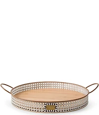 MacKenzie-Childs Outdoor Garden Collection Cane Serving Tray with Handles