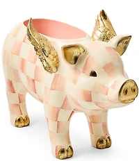MacKenzie-Childs Outdoor Garden Collection Check Print Flying Pig Planter