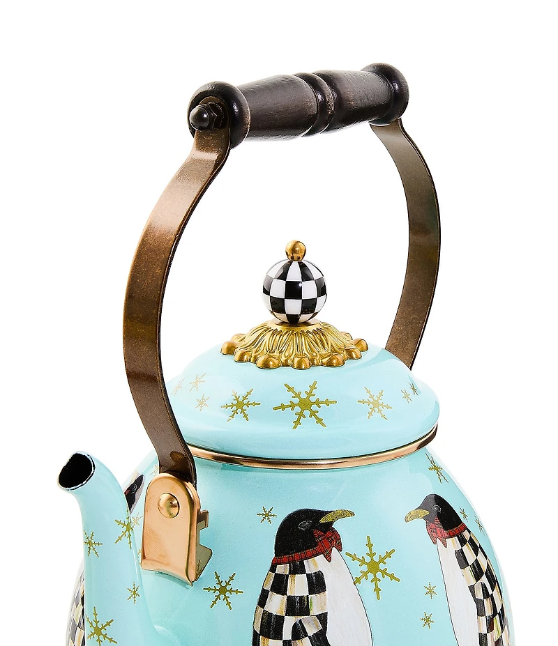 MacKenzie-Childs Penguin Parade Enamel Tea Kettle, 2-Qt.