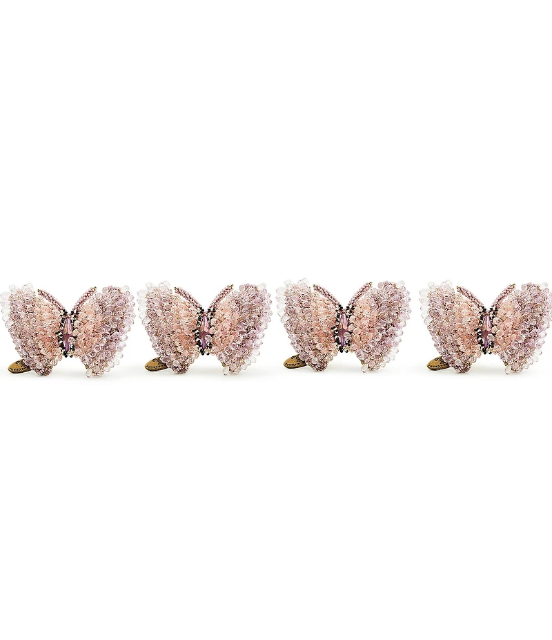 MacKenzie-Childs Pink Butterfly Hill Napkin Rings, Set of 4