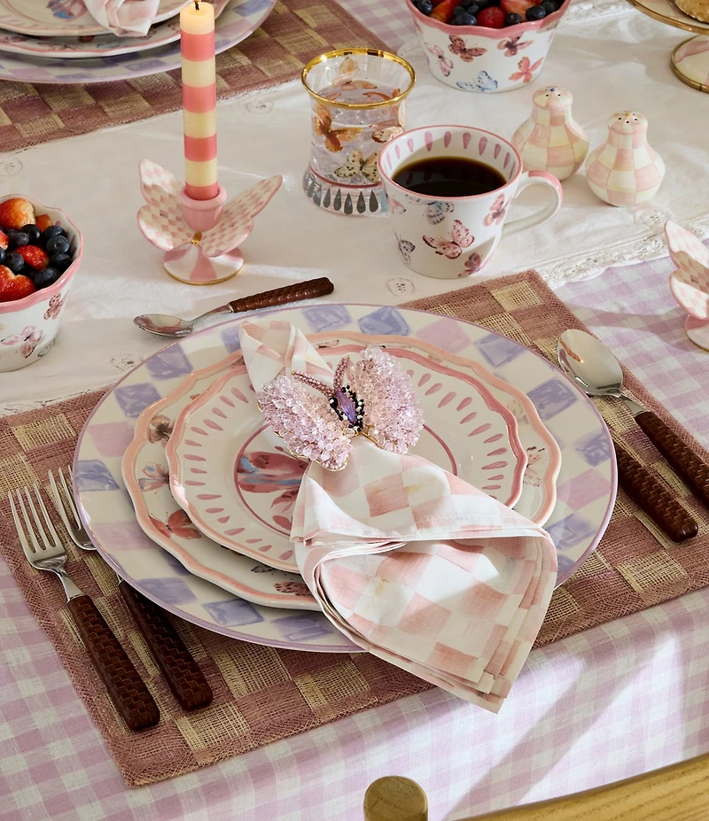 MacKenzie-Childs Pink Butterfly Hill Napkin Rings, Set of 4