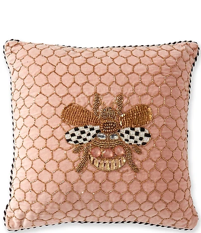 MacKenzie-Childs Queen Bee Pink Throw Pillow